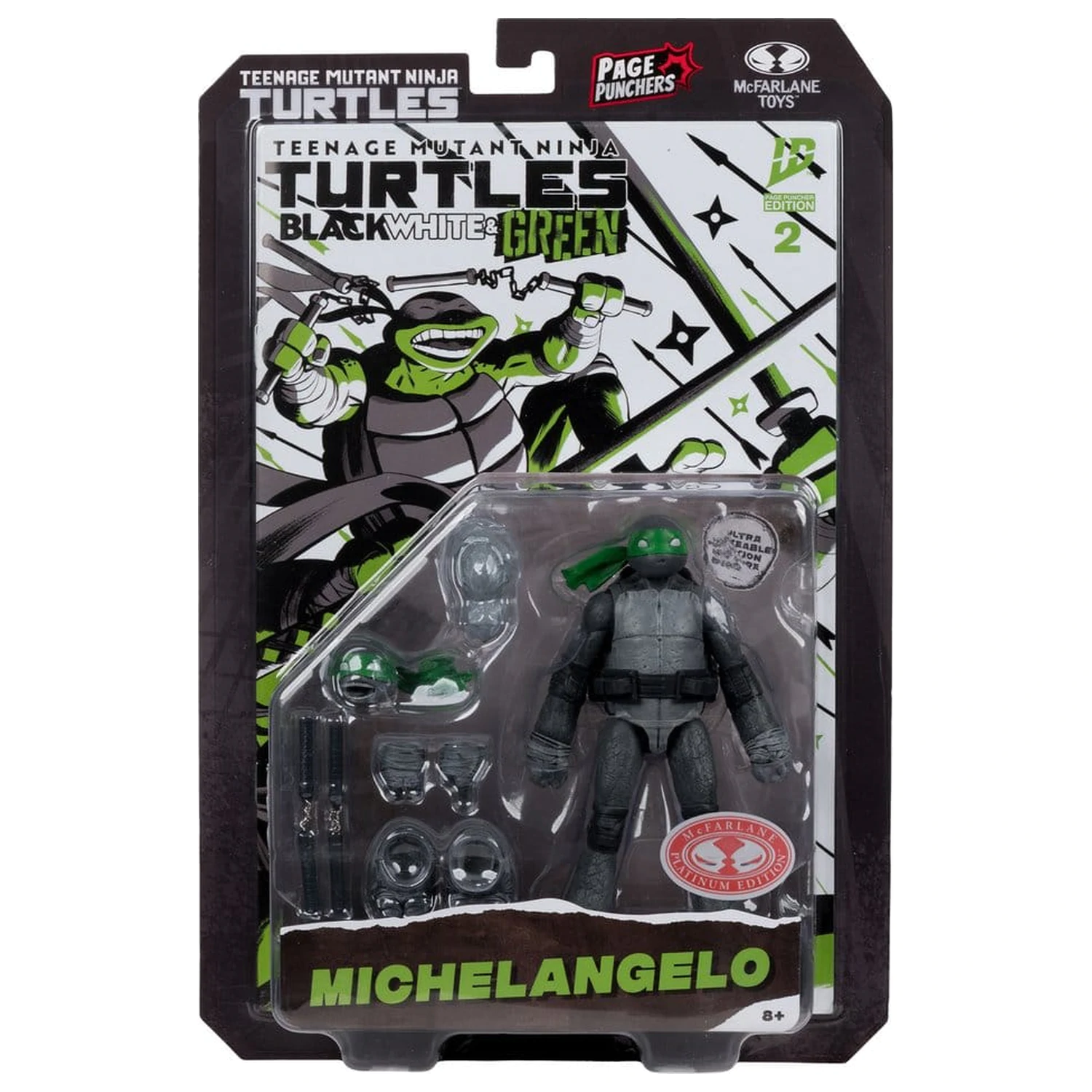 Teenage Mutant Ninja Turtles Page Punchers akční figurka Michelangelo (černo-bílá a zelená) (Red Platinum Edition) 13 cm fotografii produktu