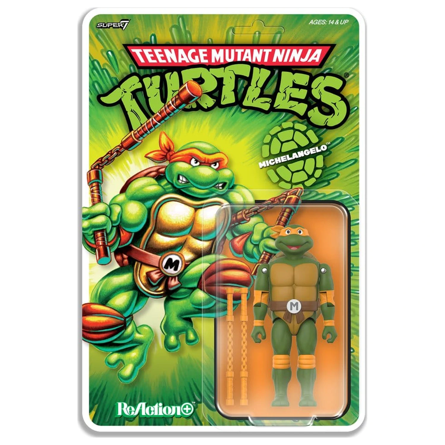 Teenage Mutant Ninja Turtles ReAction+ Akční Figurka Vlna 02 Michelangelo fotografii produktu