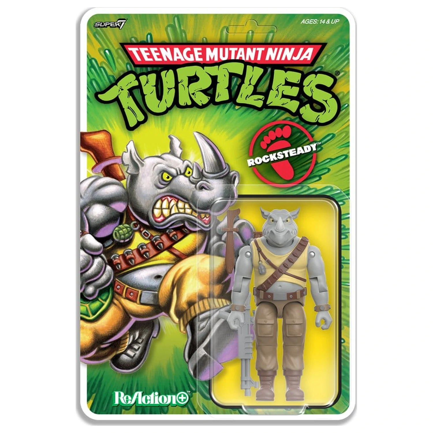 Teenage Mutant Ninja Turtles ReAction+ akční figurka Vlna 02 Rocksteady fotografii produktu