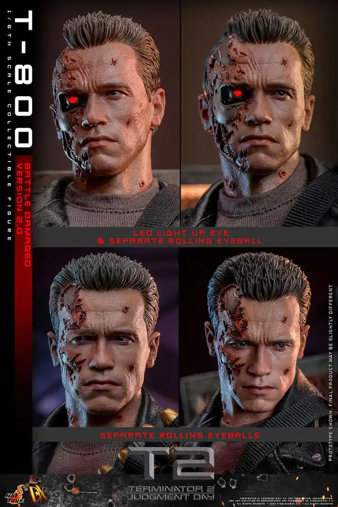 Terminator 2 Movie Masterpiece Akční figurka 1/6 T-800 Battle Damaged Verze 2.0 32 cm fotografii produktu