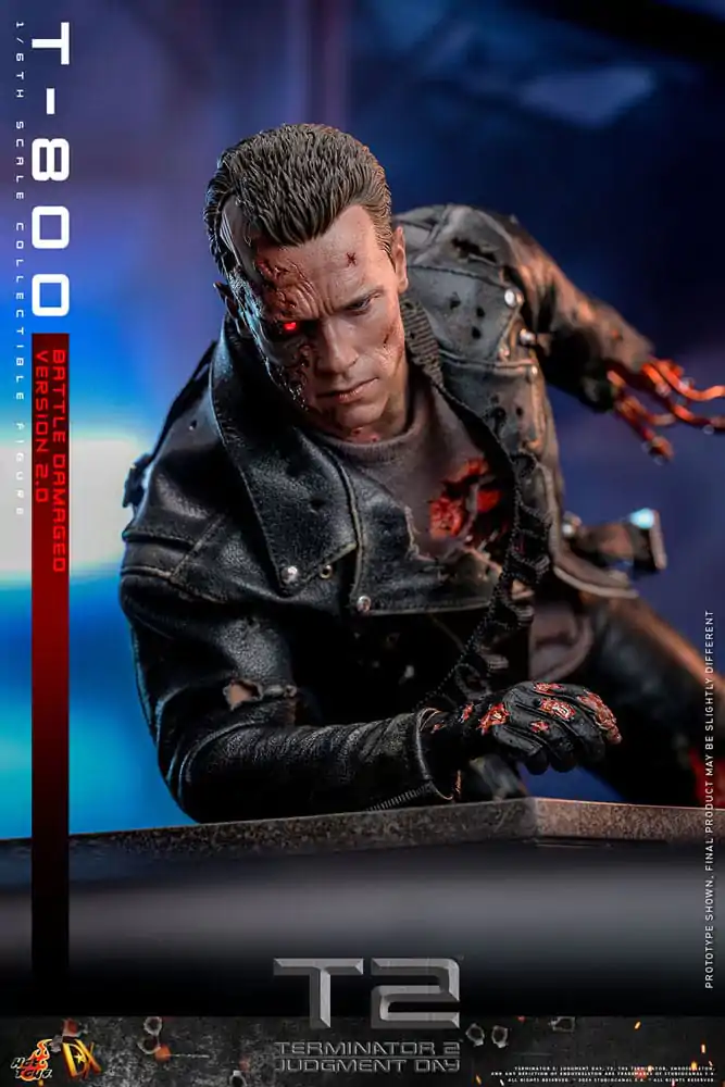 Terminator 2 Movie Masterpiece Akční figurka 1/6 T-800 Battle Damaged Verze 2.0 32 cm fotografii produktu