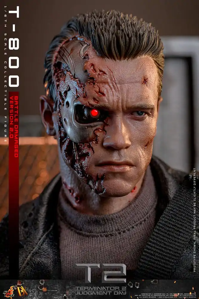 Terminator 2 Movie Masterpiece Akční figurka 1/6 T-800 Battle Damaged Verze 2.0 32 cm fotografii produktu