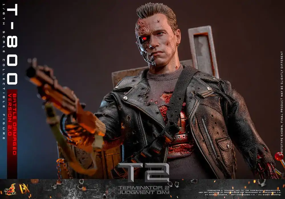 Terminator 2 Movie Masterpiece Akční figurka 1/6 T-800 Battle Damaged Verze 2.0 32 cm fotografii produktu