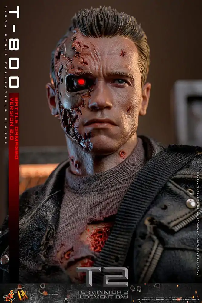 Terminator 2 Movie Masterpiece Akční figurka 1/6 T-800 Battle Damaged Verze 2.0 32 cm fotografii produktu