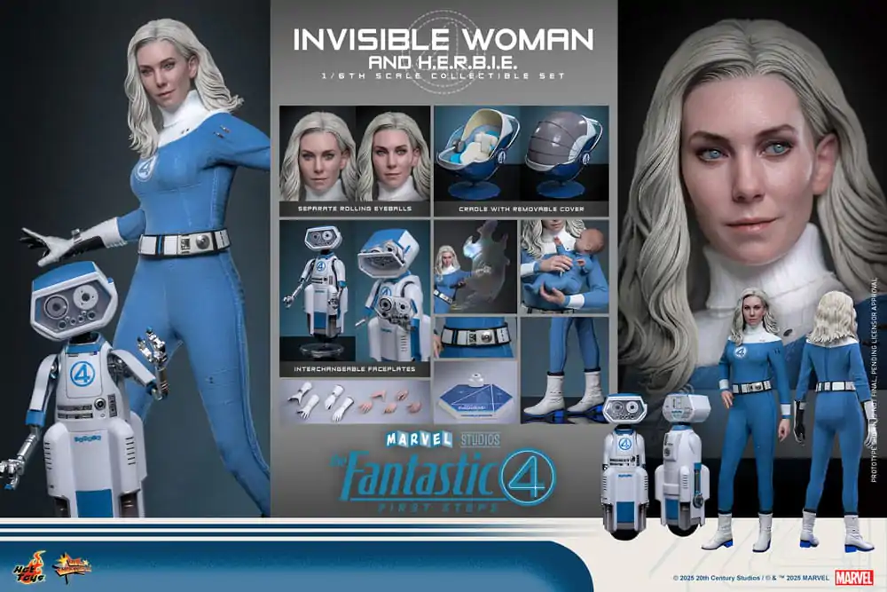 The Fantastic Four: First Steps Movie Masterpiece Akční figurka balení 2 kusů 1/6 Invisible Woman & H.E.R.B.I.E. 28 cm fotografii produktu