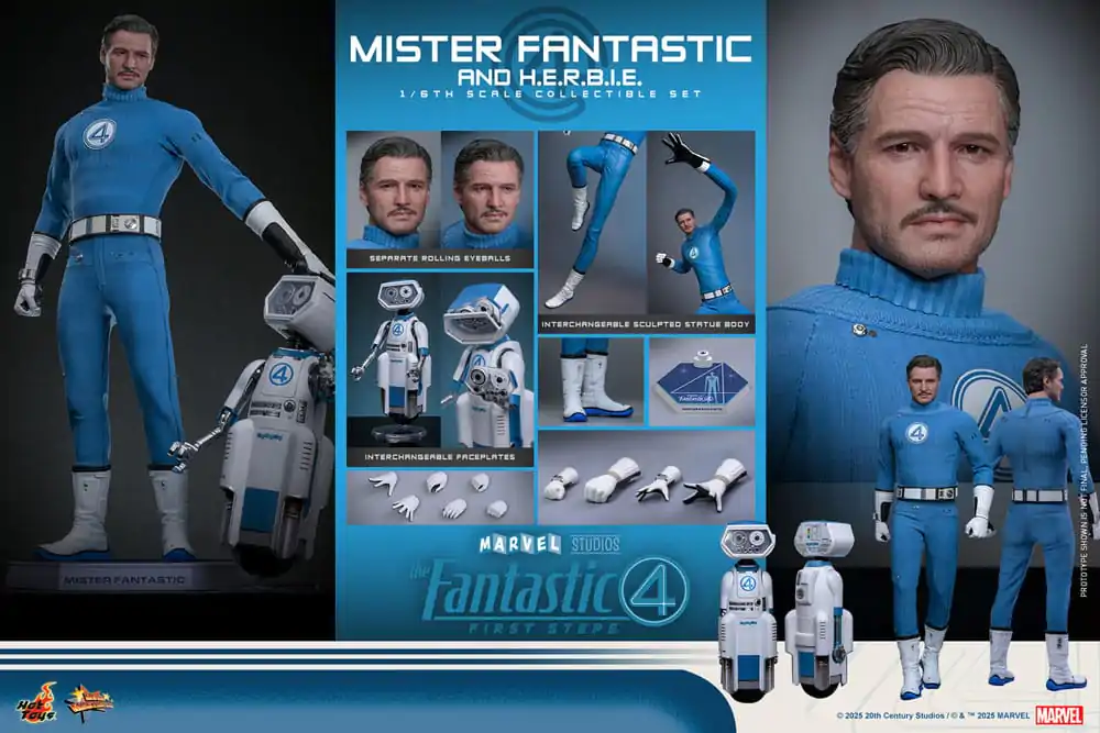 The Fantastic Four: First Steps Movie Masterpiece Akční figurka balení 2 kusů 1/6 Mister Fantastic & H.E.R.B.I.E. 30 cm fotografii produktu