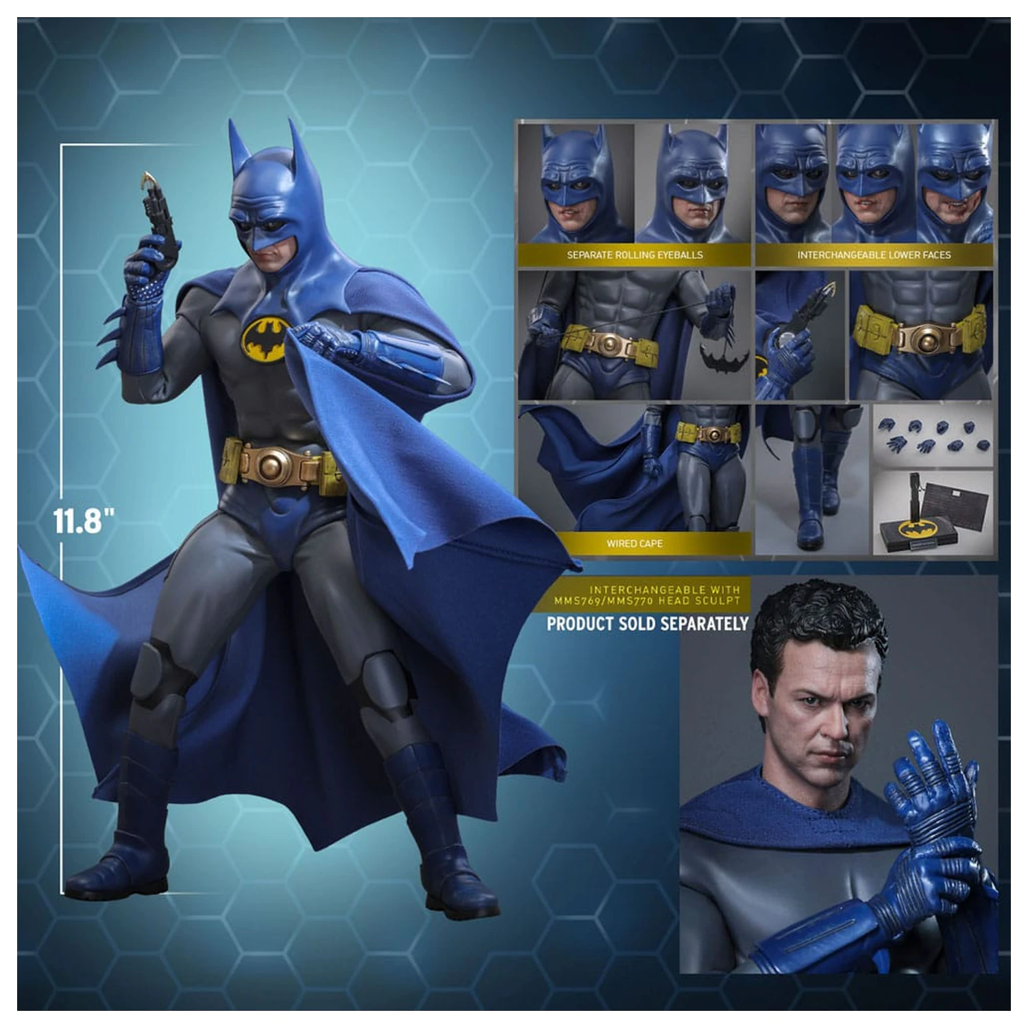 The Flash Movie Masterpiece Akční figurka 1/6 Batman (Blue & Grey Suit) Limited Edition 30 cm fotografii produktu