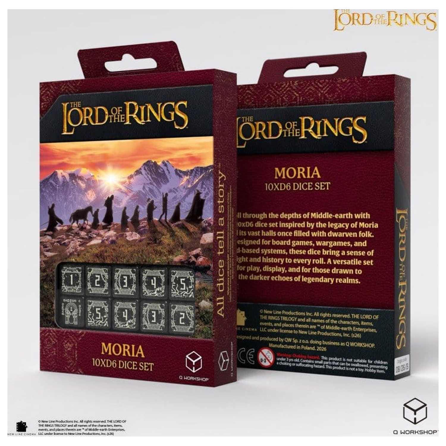The Lord of the Rings: Sada 10 D6 kostek Moria (Svítící ve tmě) fotografii produktu