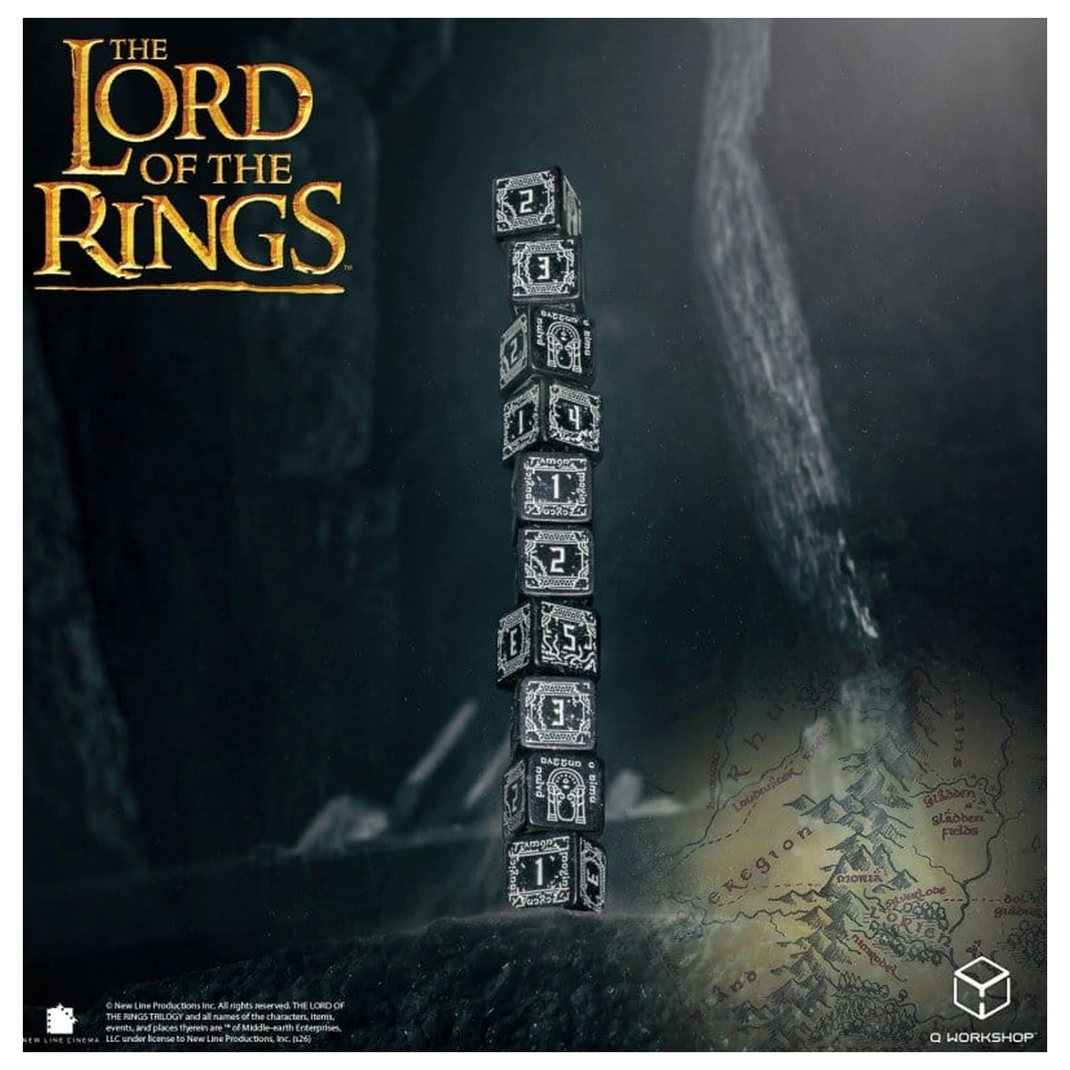 The Lord of the Rings: Sada 10 D6 kostek Moria (Svítící ve tmě) fotografii produktu