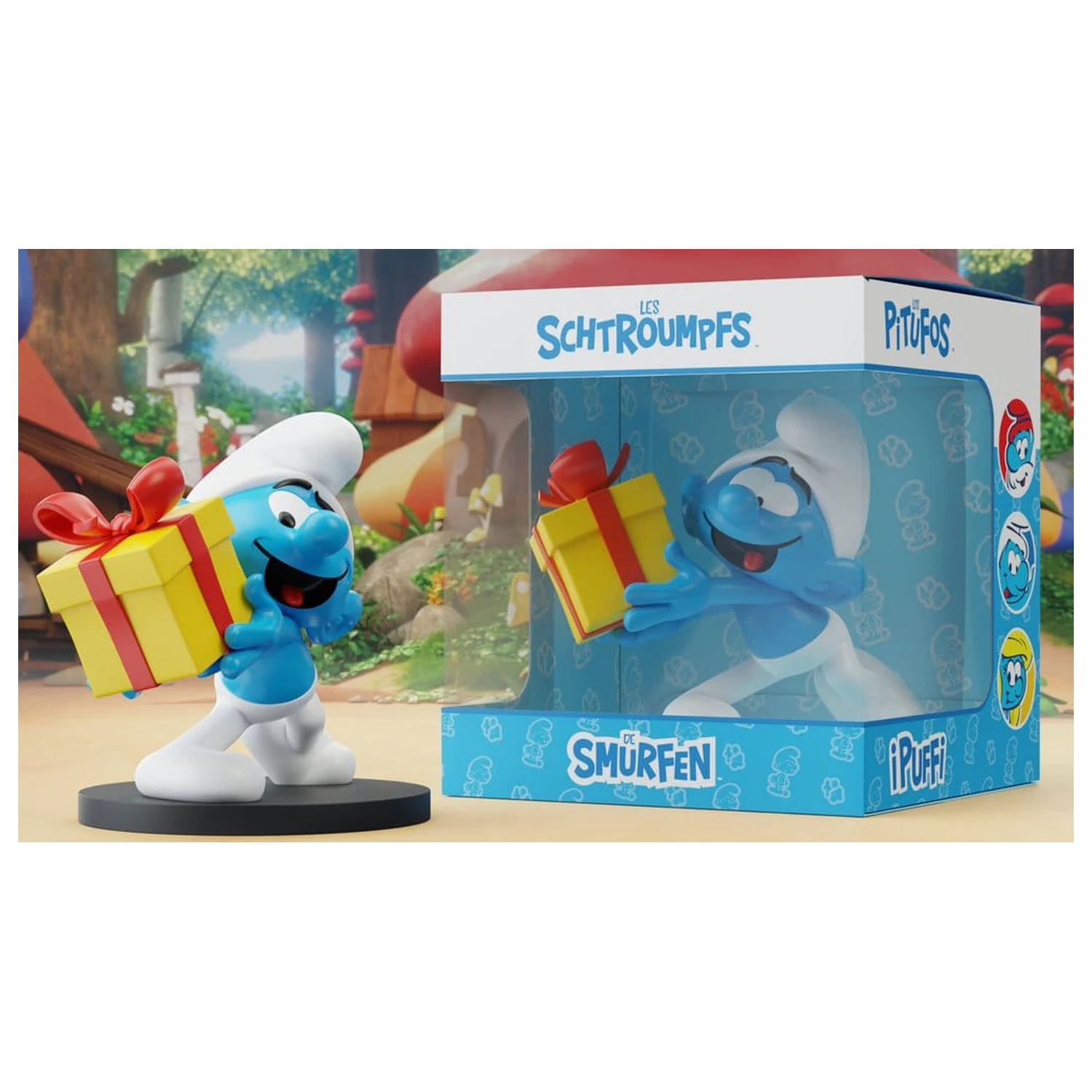 The Smurfs Soška Jokey Smurf s dárkem 10 cm fotografii produktu
