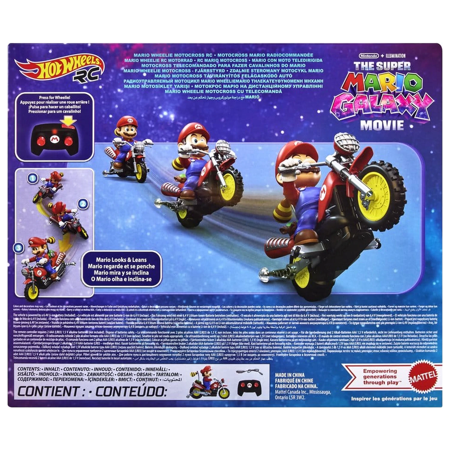The Super Mario Galaxy Movie Hot Wheels RC Vozidlo Mario Wheelie Motocross fotografii produktu
