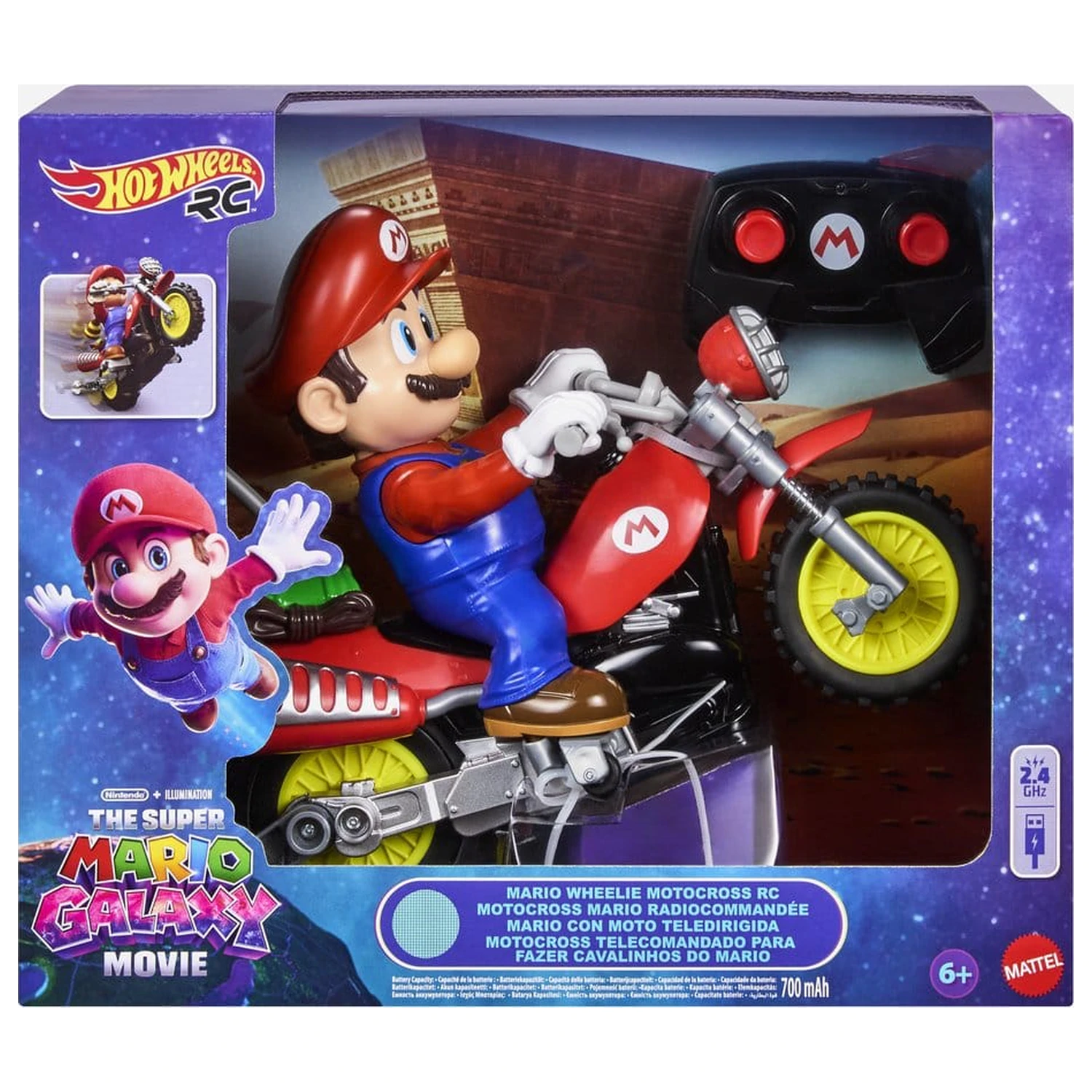 The Super Mario Galaxy Movie Hot Wheels RC Vozidlo Mario Wheelie Motocross fotografii produktu