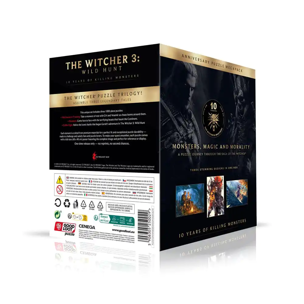 The Witcher 3 Puzzle Triology Wild Hunt 10 Years of Killing Monsters (3 x 1000 kusů) fotografii produktu