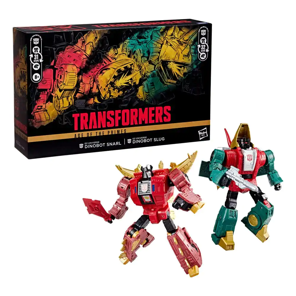 Transformers Age of the Primes Leader Class Akční figurka G2 Universe Dinobots Snarl & Slug 19 cm fotografii produktu