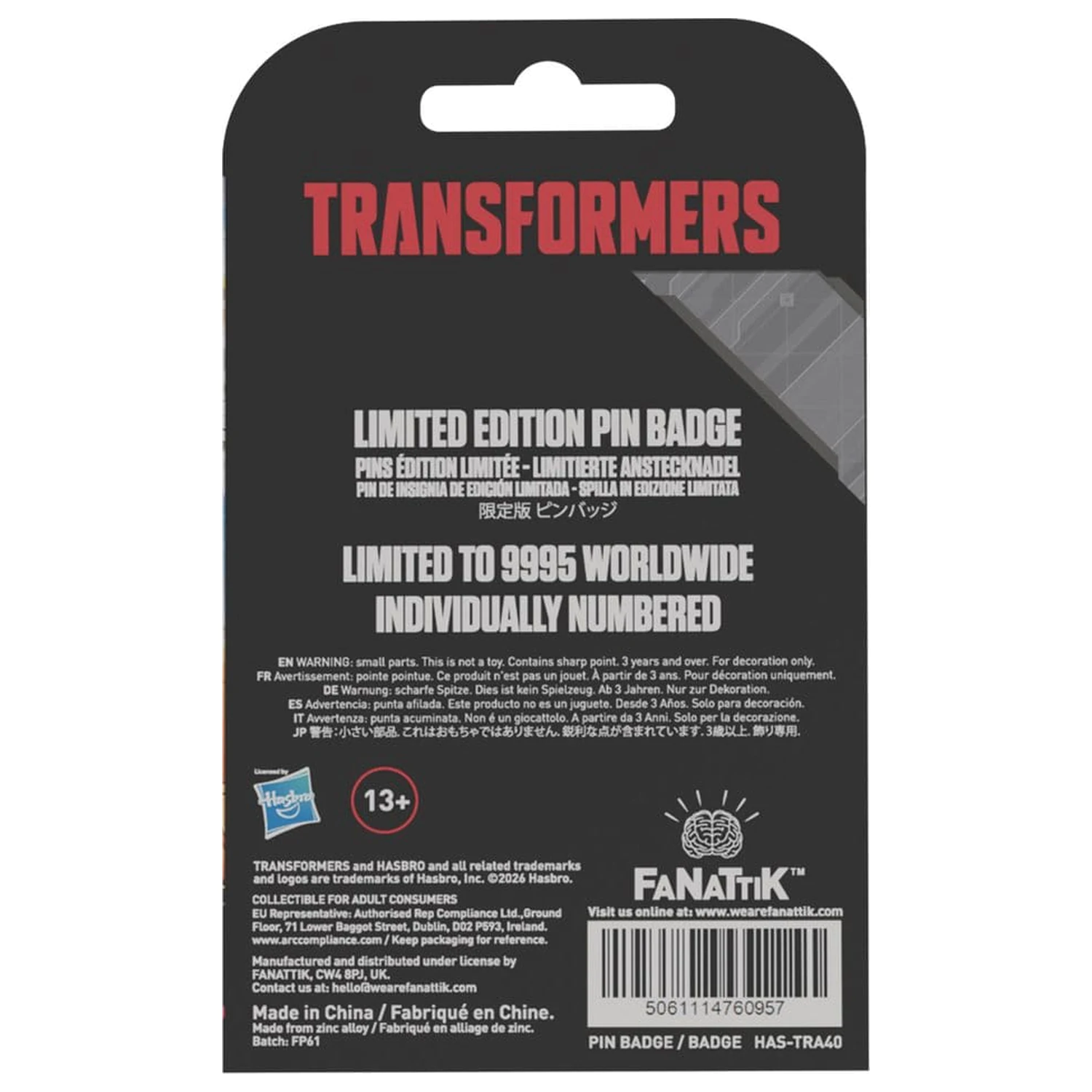 Transformers Pin Badge The Movie 40th Anniversary Unicron limitovaná edice odznaku fotografii produktu
