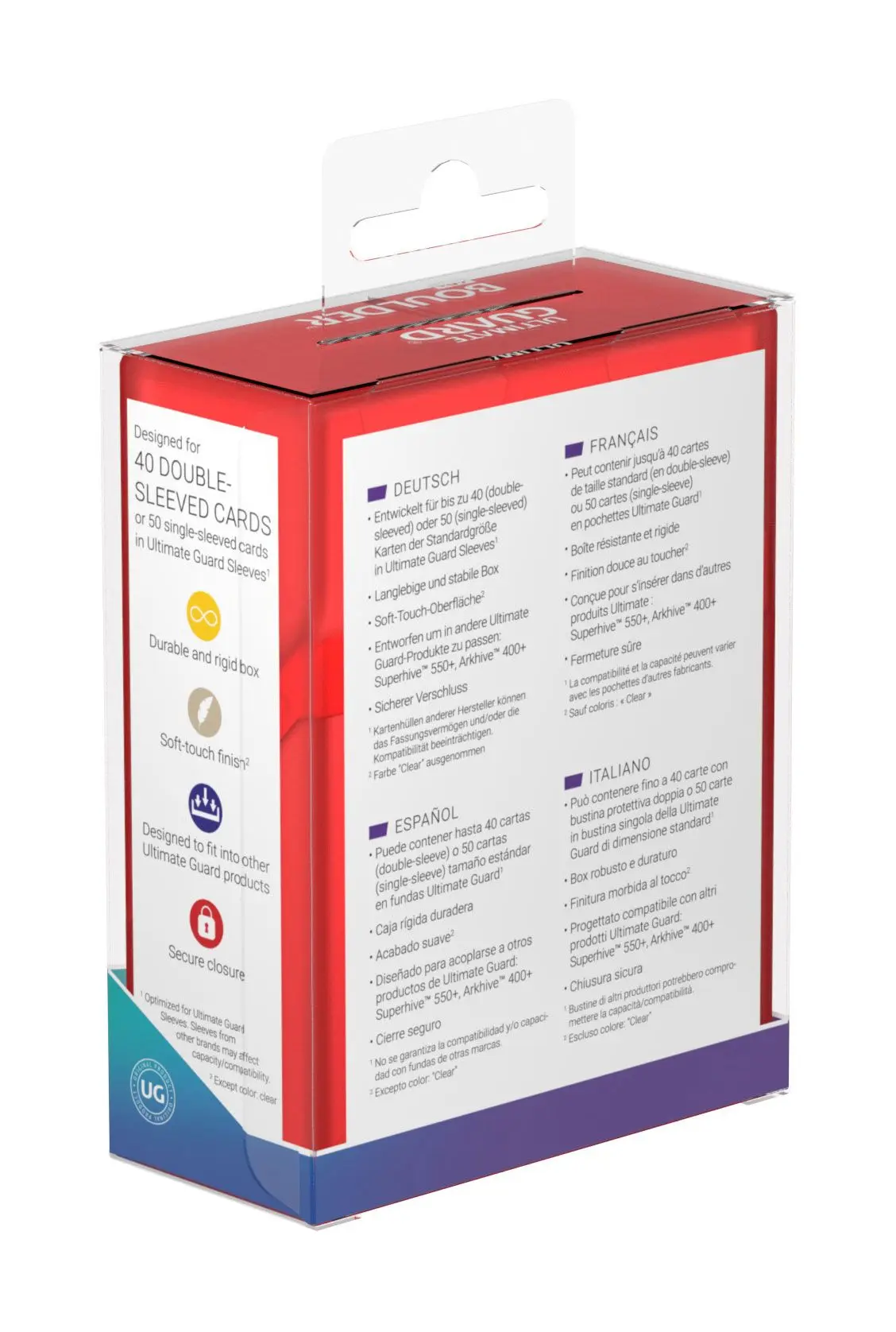 Ultimate Guard pouzdro na balíček Boulder 40+ Standardní Velikost Rubínová fotografii produktu