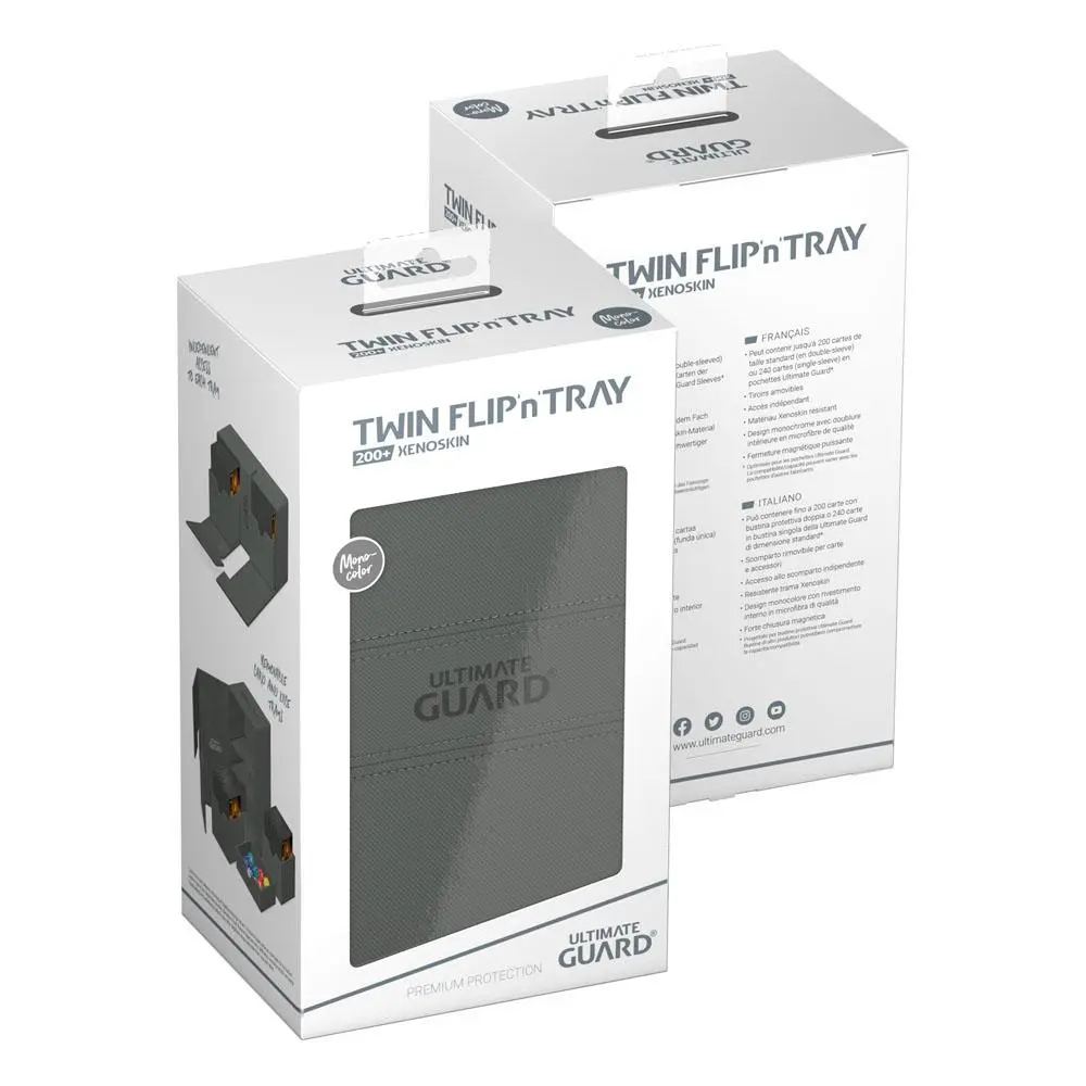 Ultimate Guard Twin Flip`n`Tray 200+ XenoSkin Jednobarevný šedý fotografii produktu