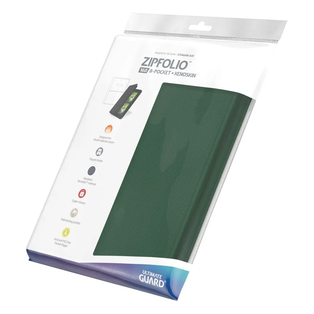 Ultimate Guard Zipfolio 160 - 8-kapsový pořadač XenoSkin zelený fotografii produktu
