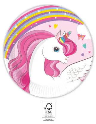 Unicorn Rainbow Colors, talíře Unicorn papírové 8 ks 20 cm FSC fotografii produktu