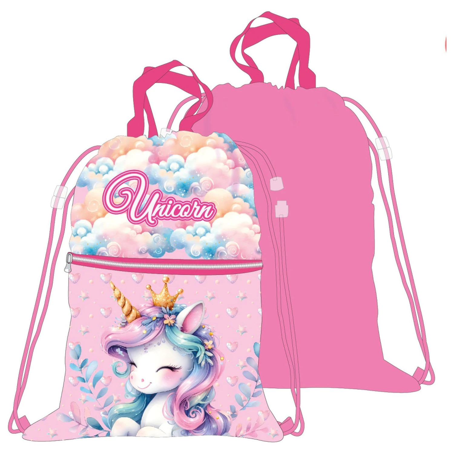 Unicorn Clouds Deluxe taška do posilovny, stahovací vak 45 cm fotografii produktu