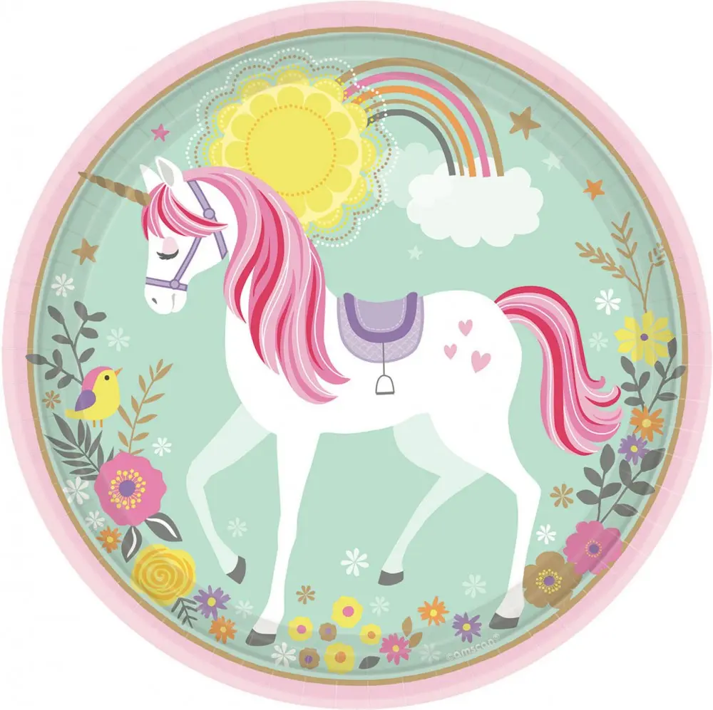 Unicorn papírové talíře 8 kusů 22.9 cm fotografii produktu