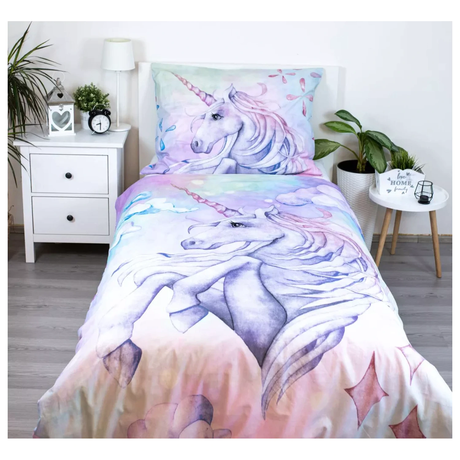 Unicorn Pastel Rainbow povlak na přikrývku fotografii produktu