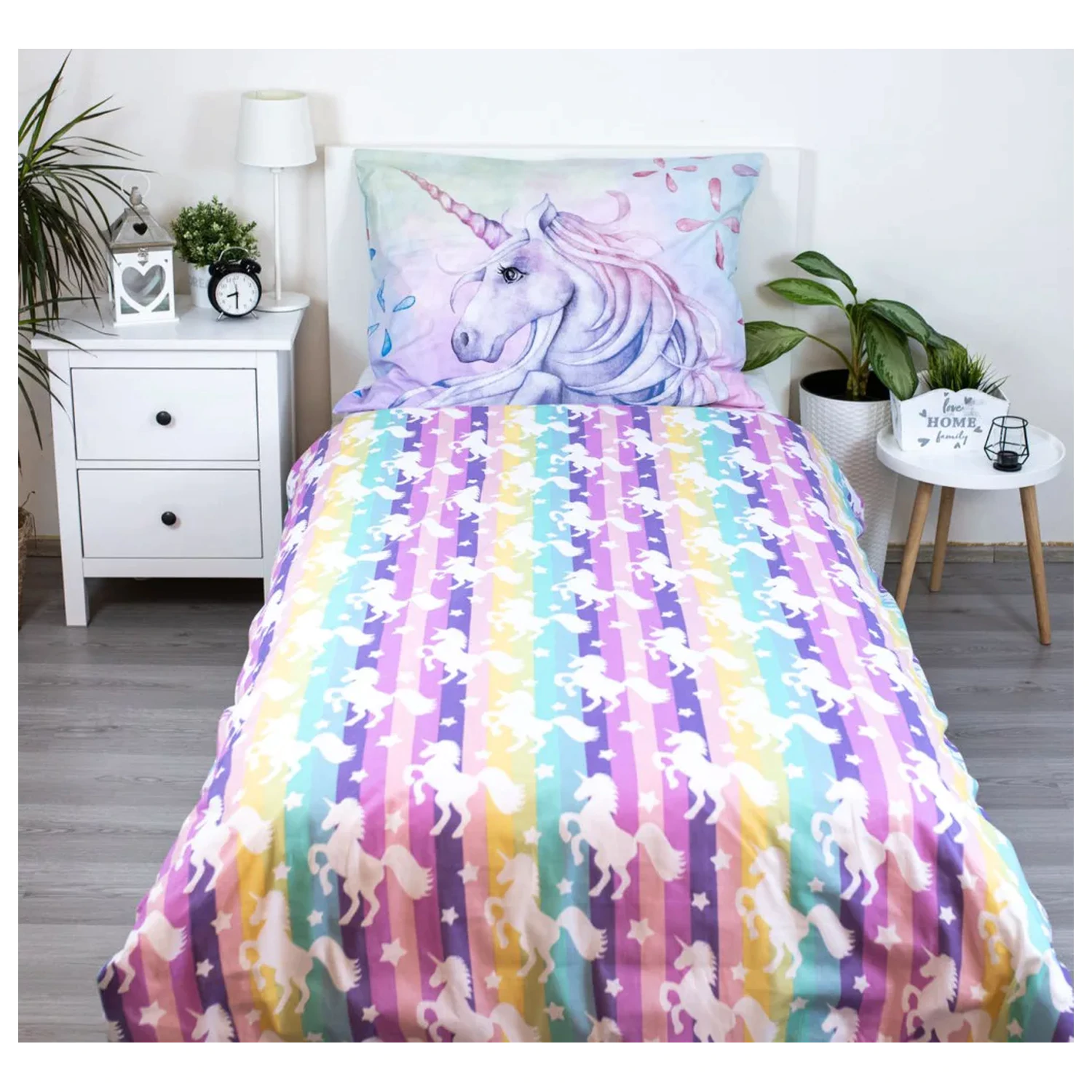 Unicorn Pastel Rainbow povlak na přikrývku fotografii produktu