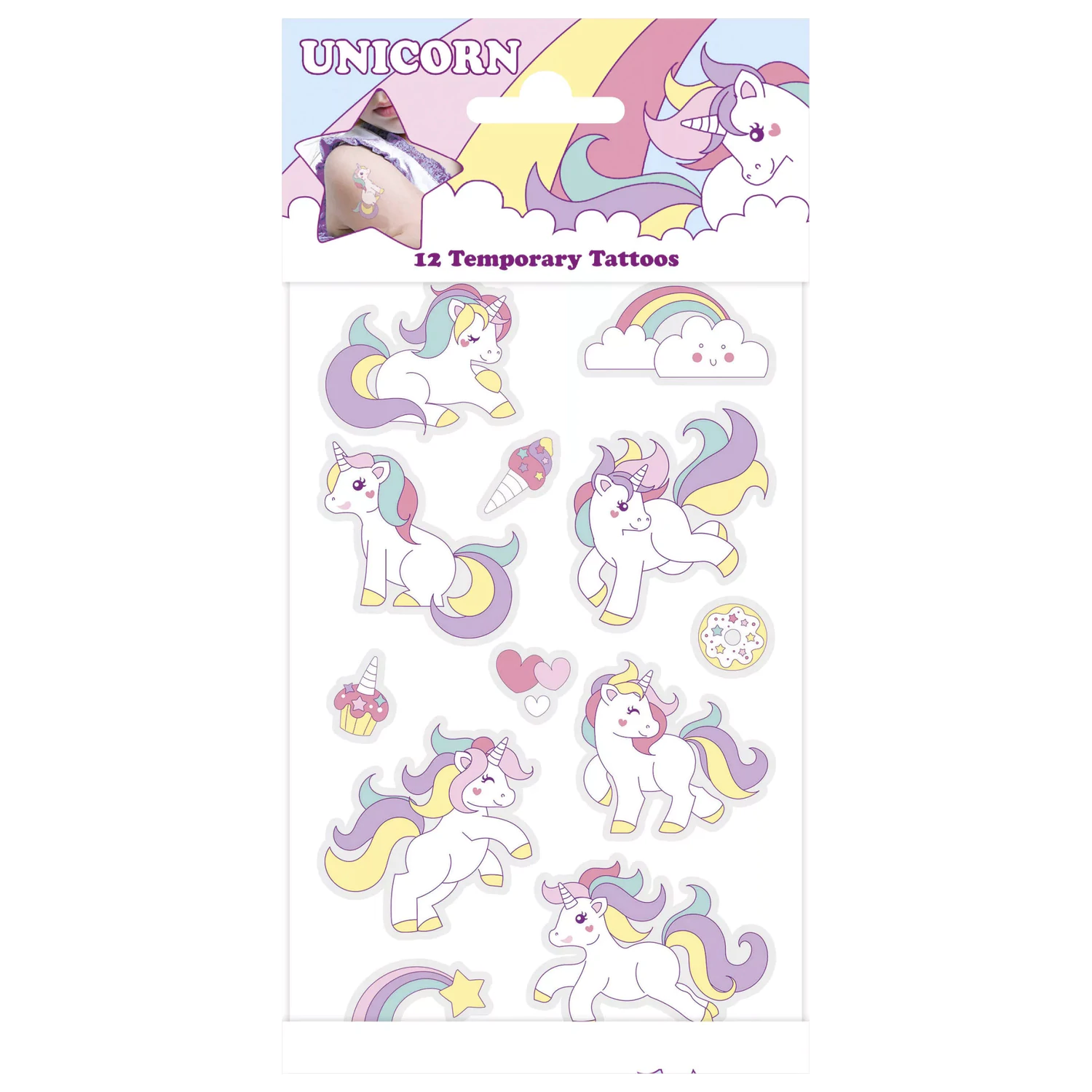 Unicorn Pastel Tattoo, balení po 12 kusech fotografii produktu