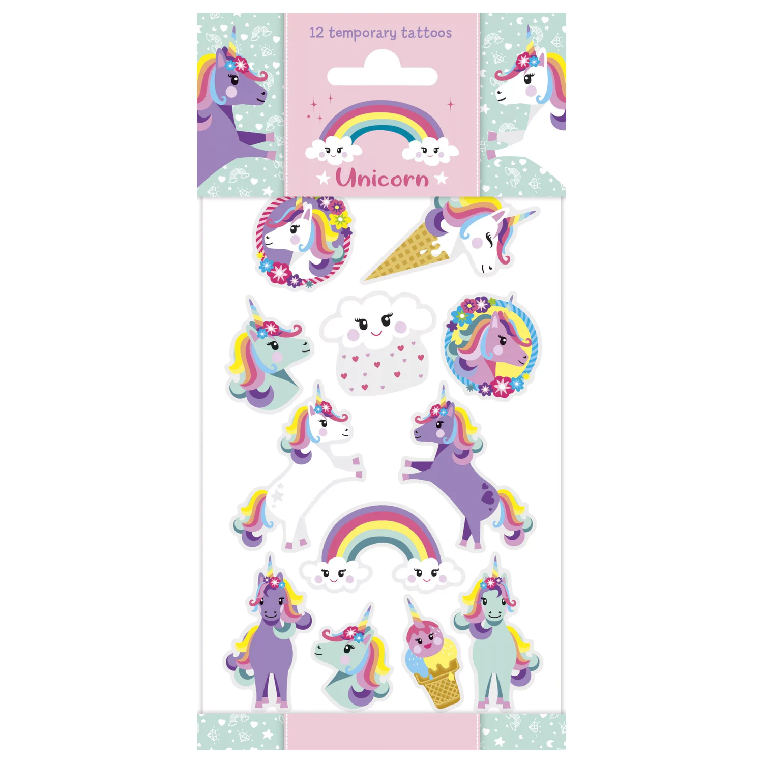 Unicorn Rainbow Tattoo 12dílná sada fotografii produktu