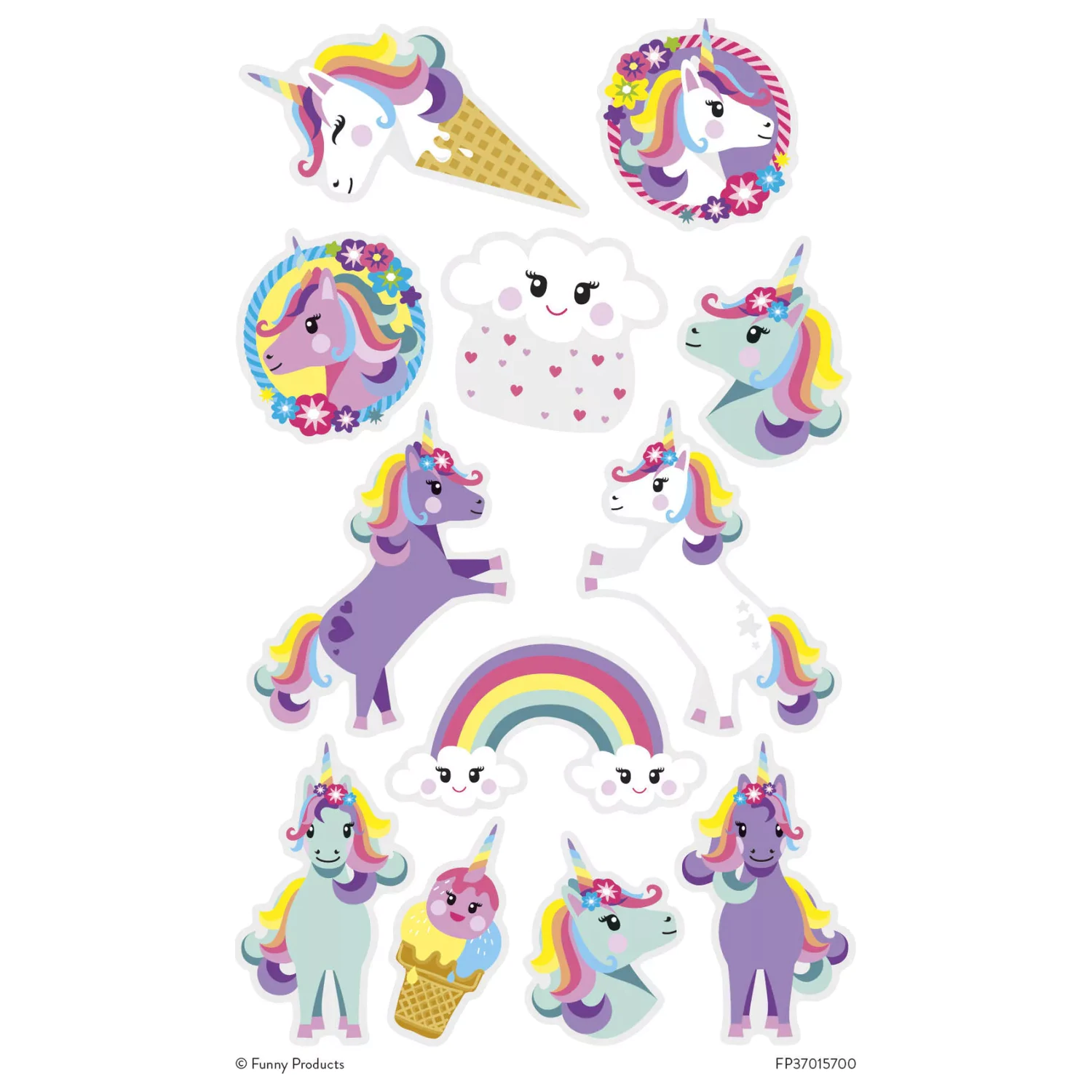 Unicorn Rainbow Tattoo 12dílná sada fotografii produktu