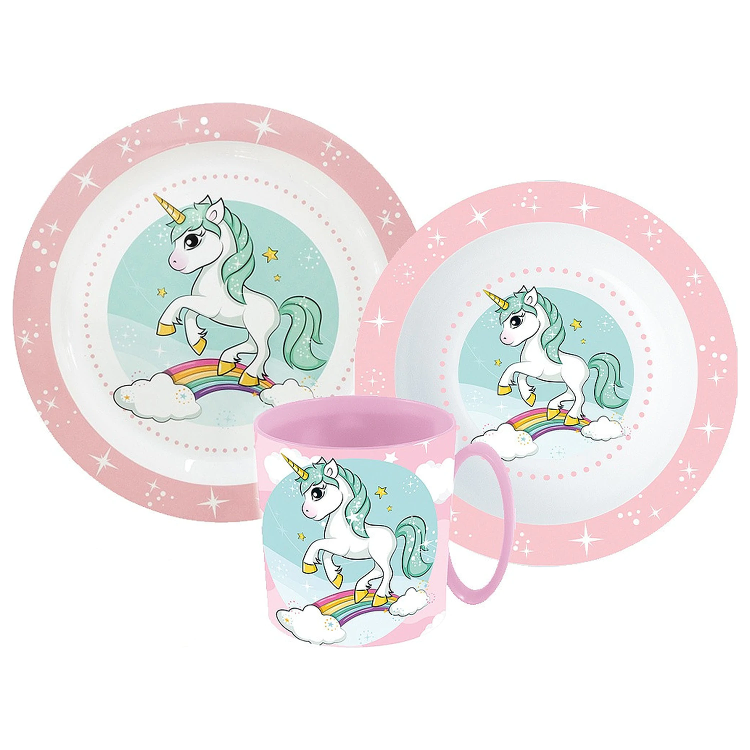 Unicorn Range jídelní sada, mikro plastová sada s hrnkem o objemu 350 ml fotografii produktu