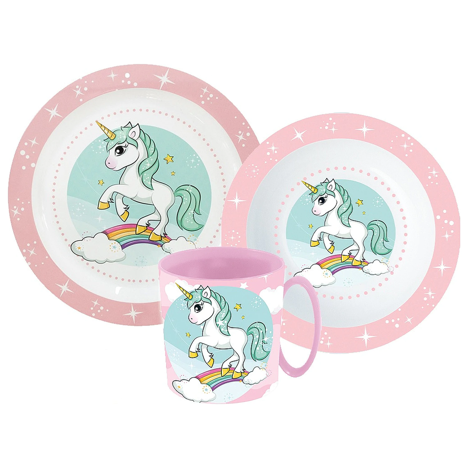 Jídelní set Unicorn Range, set z mikroplastů s hrnkem fotografii produktu