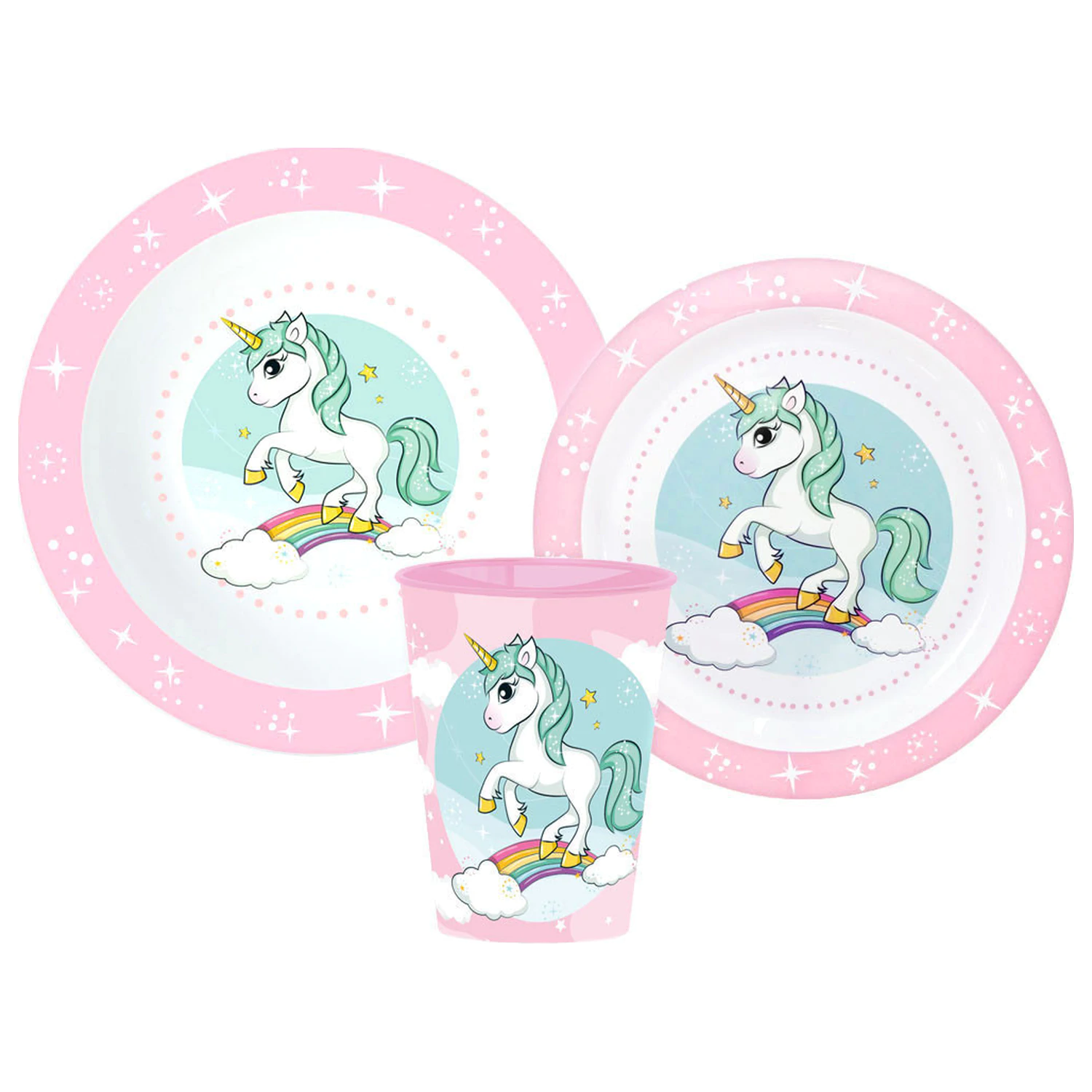 Unicorn Range Sada nádobí, micro plastic sada, se sklenicí 260 ml fotografii produktu