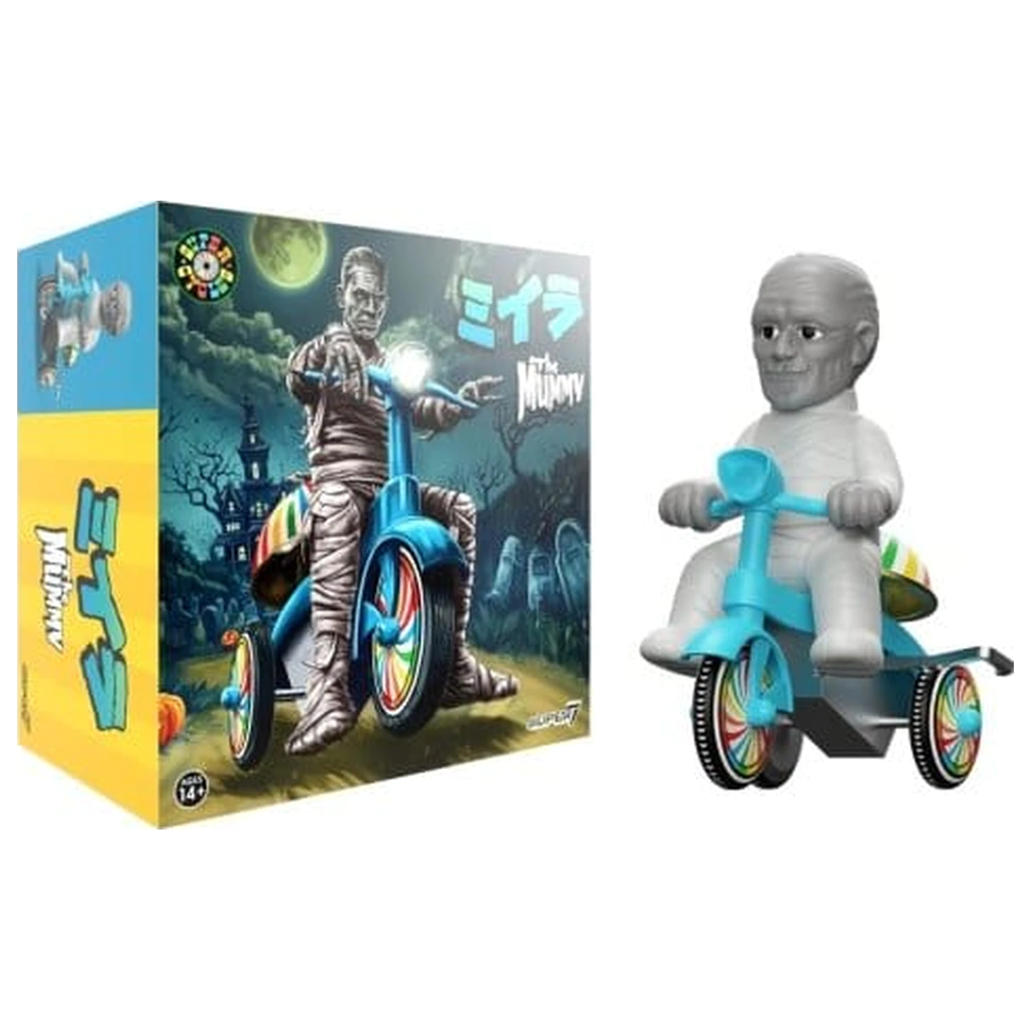 Universal Monsters Super Cycles Vozidlo The Mummy (světle šedá s modrou tříkolkou) fotografii produktu