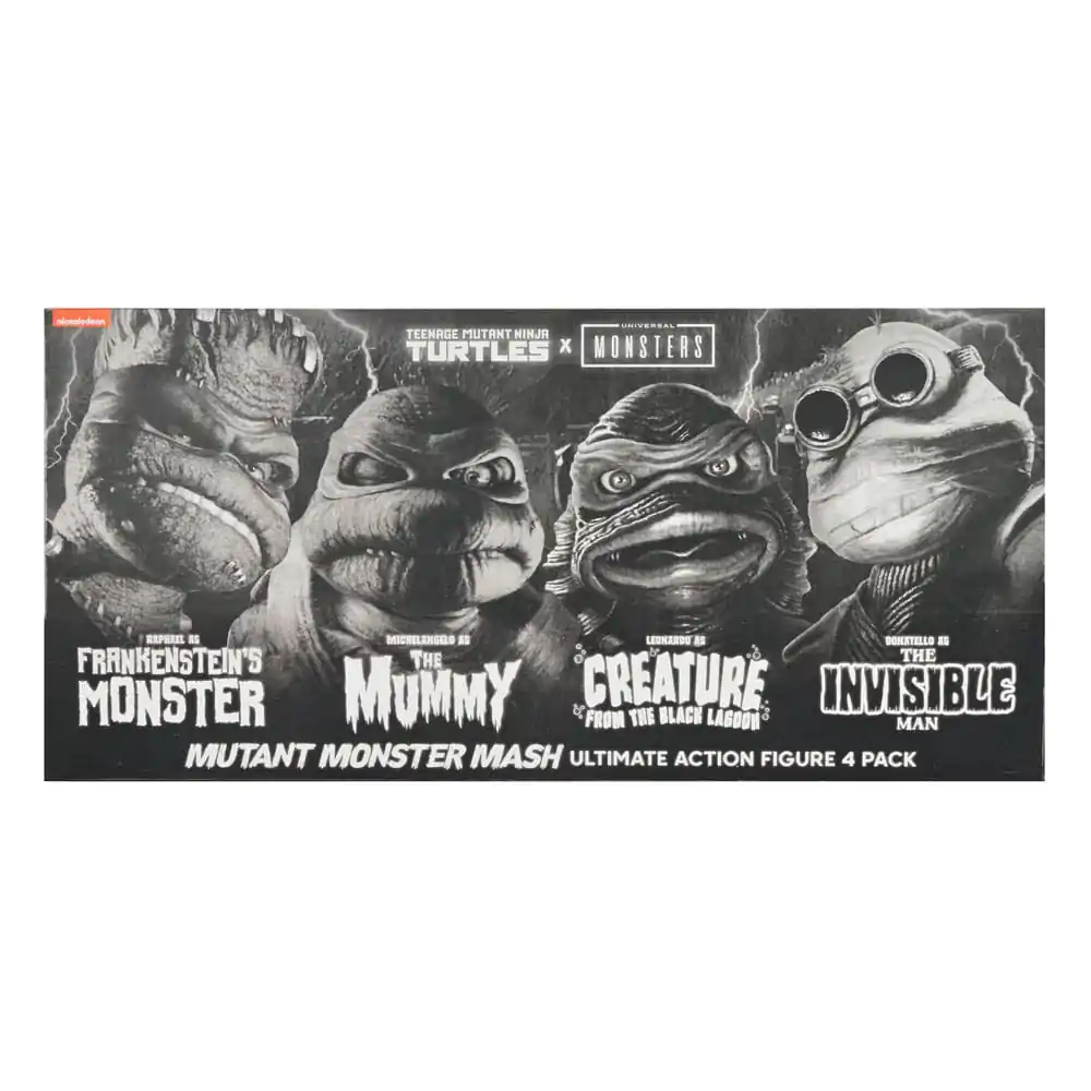 Universal Monsters x Teenage Mutant Ninja Turtles Akční figurky 4-Pack Želvy Černobílé 18 cm fotografii produktu