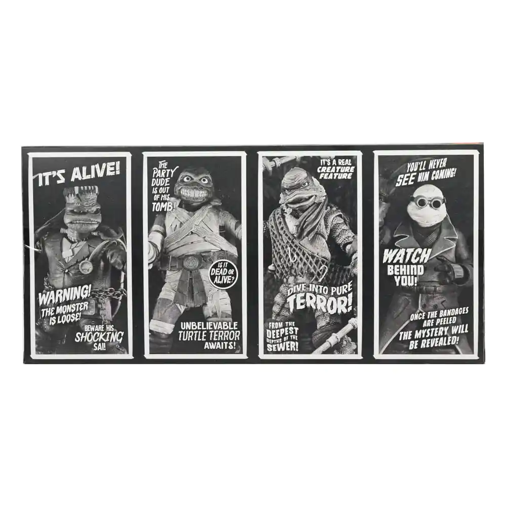 Universal Monsters x Teenage Mutant Ninja Turtles Akční figurky 4-Pack Želvy Černobílé 18 cm fotografii produktu