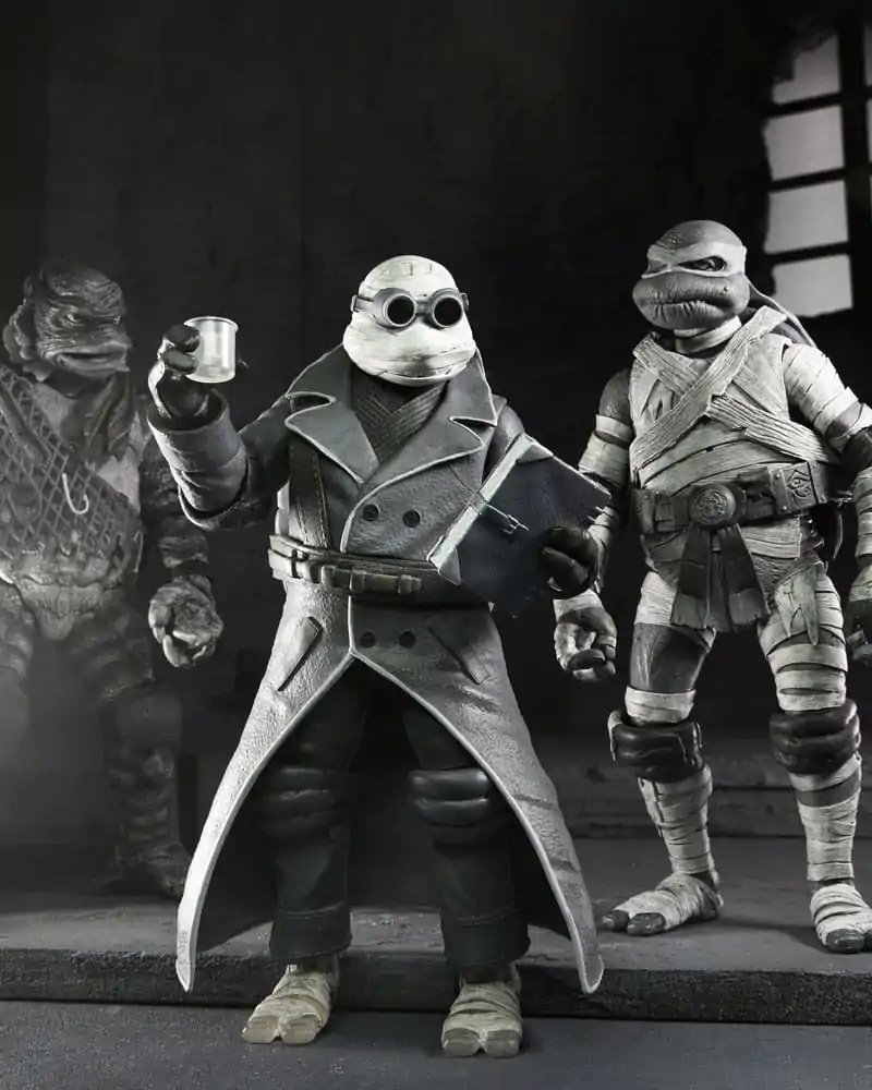 Universal Monsters x Teenage Mutant Ninja Turtles Akční figurky 4-Pack Želvy Černobílé 18 cm fotografii produktu