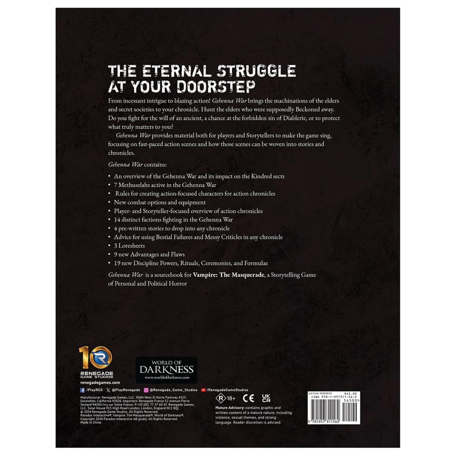 Vampire: The Masquerade 5th Edition RPG kniha Gehenna War Sourcebook *anglická verze* fotografii produktu