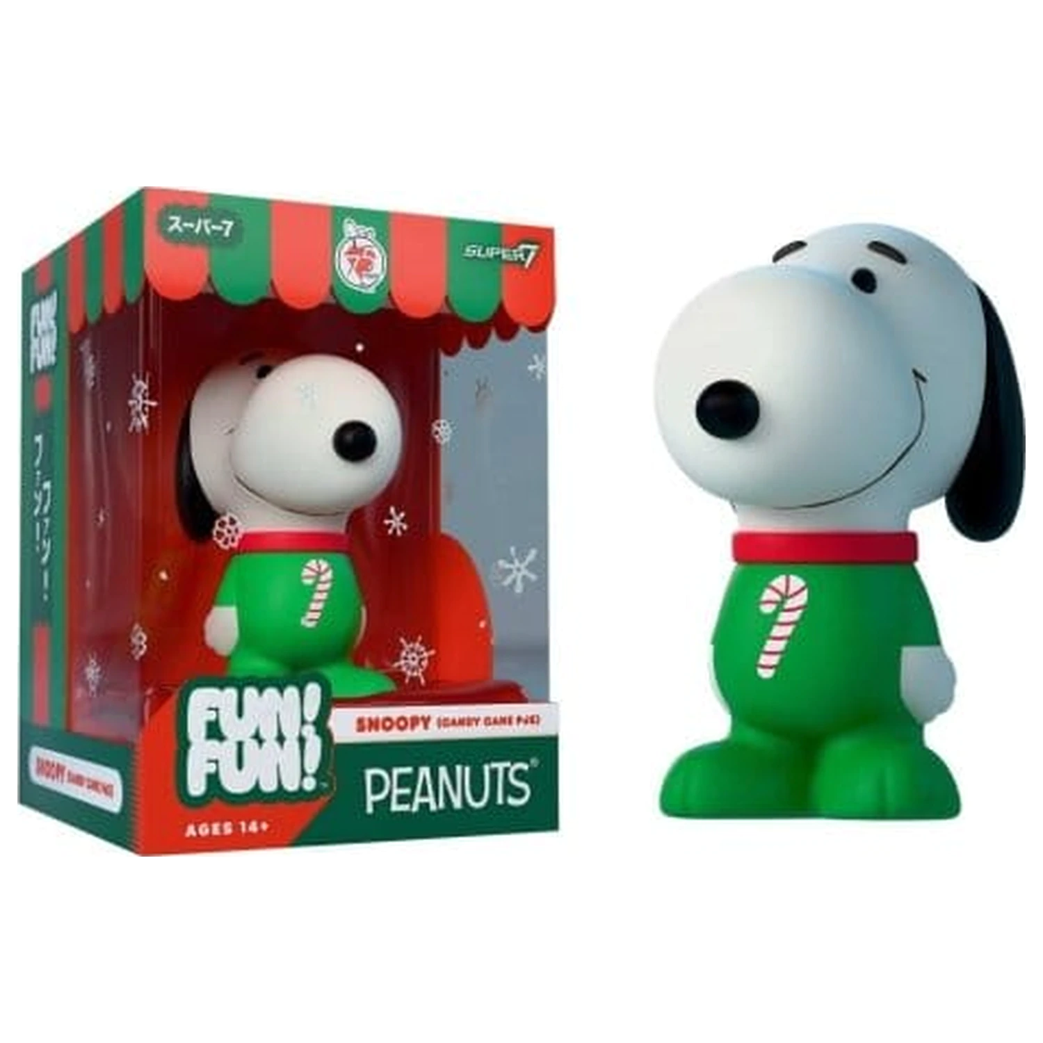 Vintage Peanuts Fun! Fun! Mini figurka vlna 03 Holiday Snoopy (Candy Cane PJs) fotografii produktu