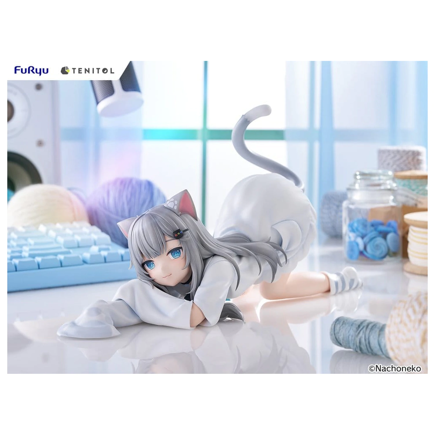 Virtual Youtuber Tenitol Big Noodle Stopper PVC Figure Nachoneko 18 cm fotografii produktu
