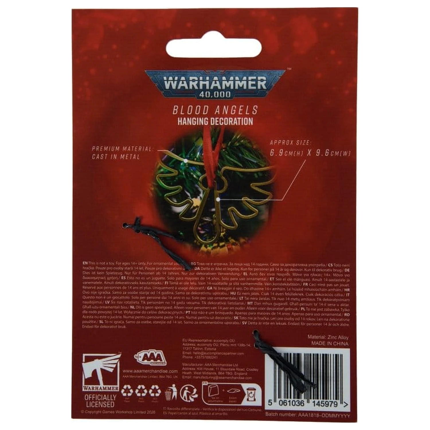 Warhammer 40,000 Závěsná dekorace Blood Angels 16 cm fotografii produktu