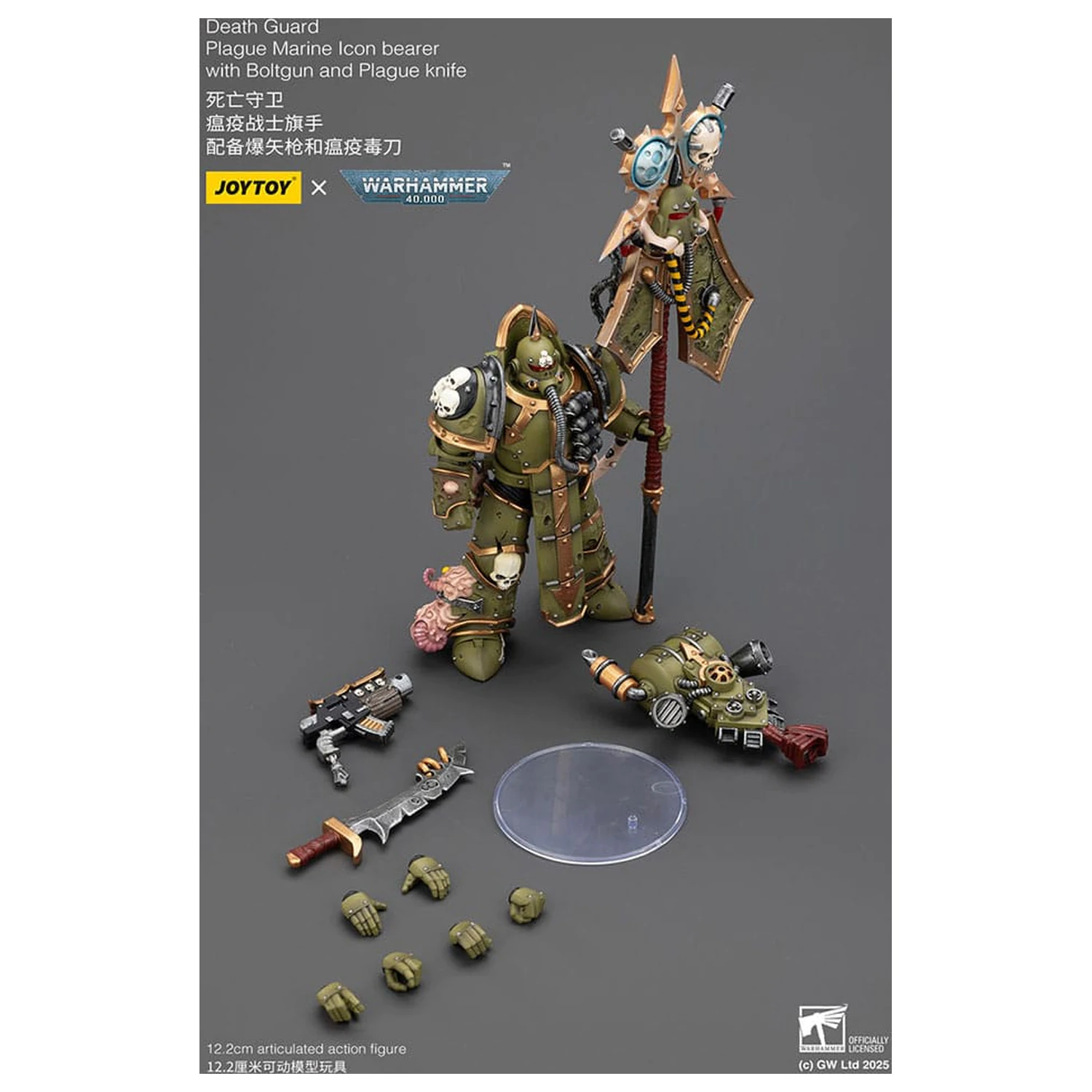 Warhammer 40,000 Akční figurka Death Guard Plague Marine Icon bearer with Boltgun and Plague knife 12 cm fotografii produktu