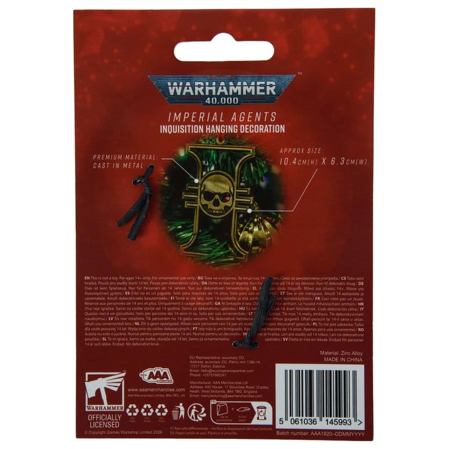Warhammer 40,000 Závěsná dekorace Imperial Agents Inquisition 17 cm fotografii produktu