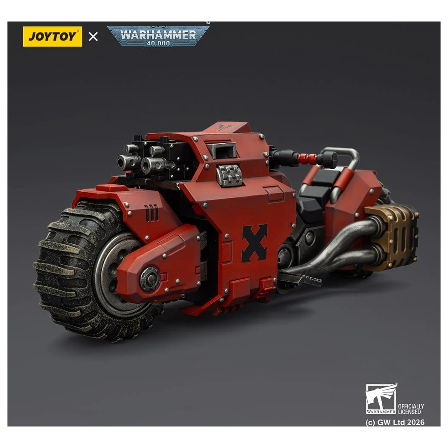 Warhammer 40,000 Raider-pattern Combat Bike Blood Angels s twin-linked bolt rifles 22 cm fotografii produktu