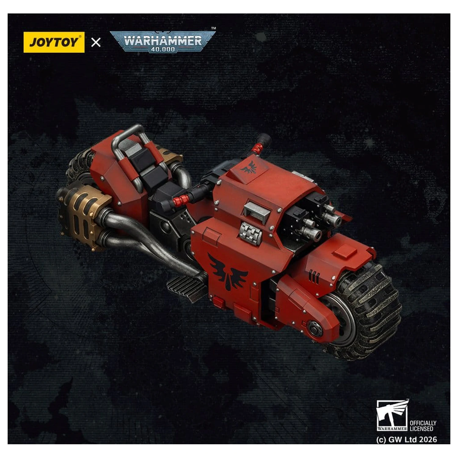 Warhammer 40,000 Raider-pattern Combat Bike Blood Angels s twin-linked bolt rifles 22 cm fotografii produktu