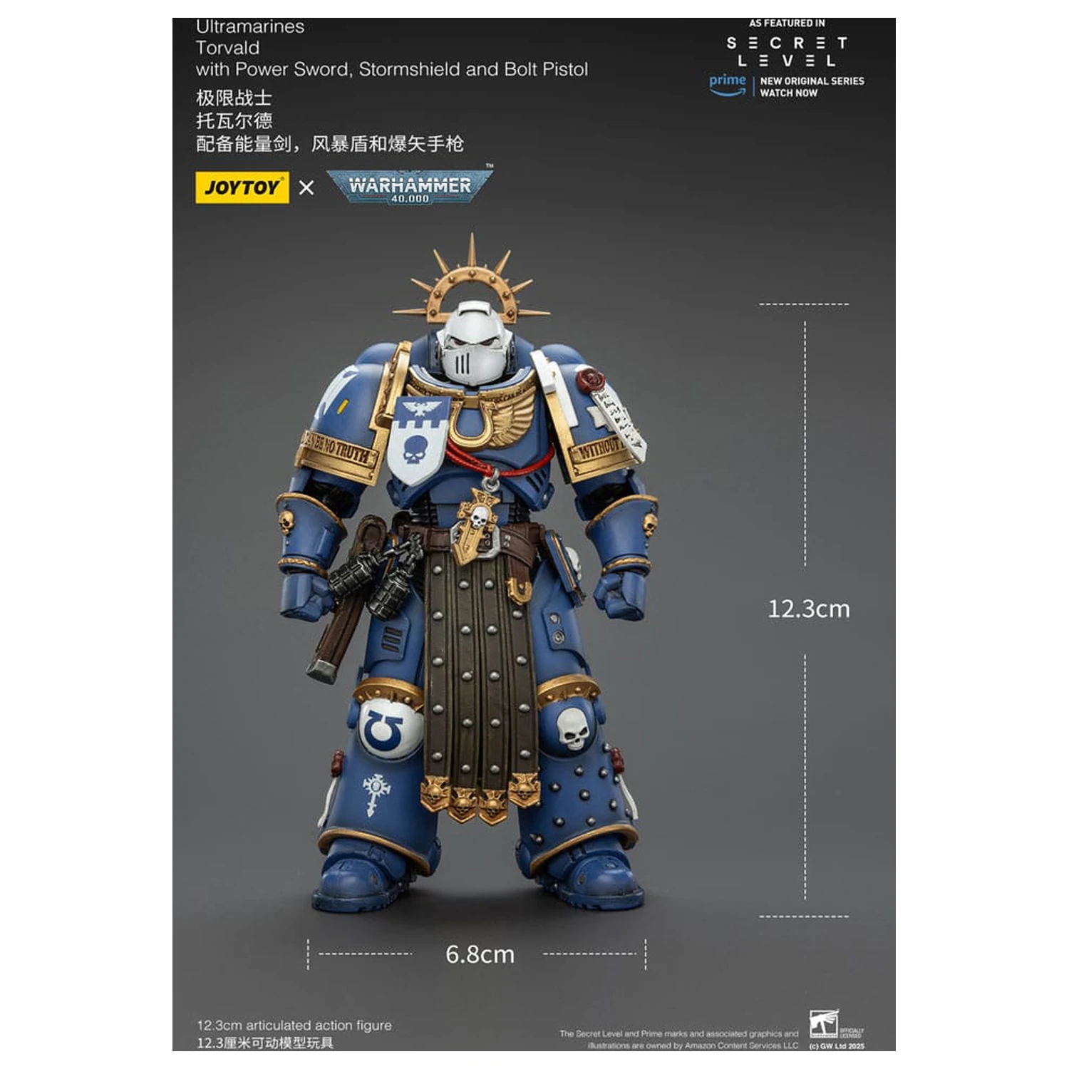 Warhammer 40,000 Akční figurka Ultramarines Torvald s Power Sword, Stormshield a Bolt Pistol 13 cm fotografii produktu