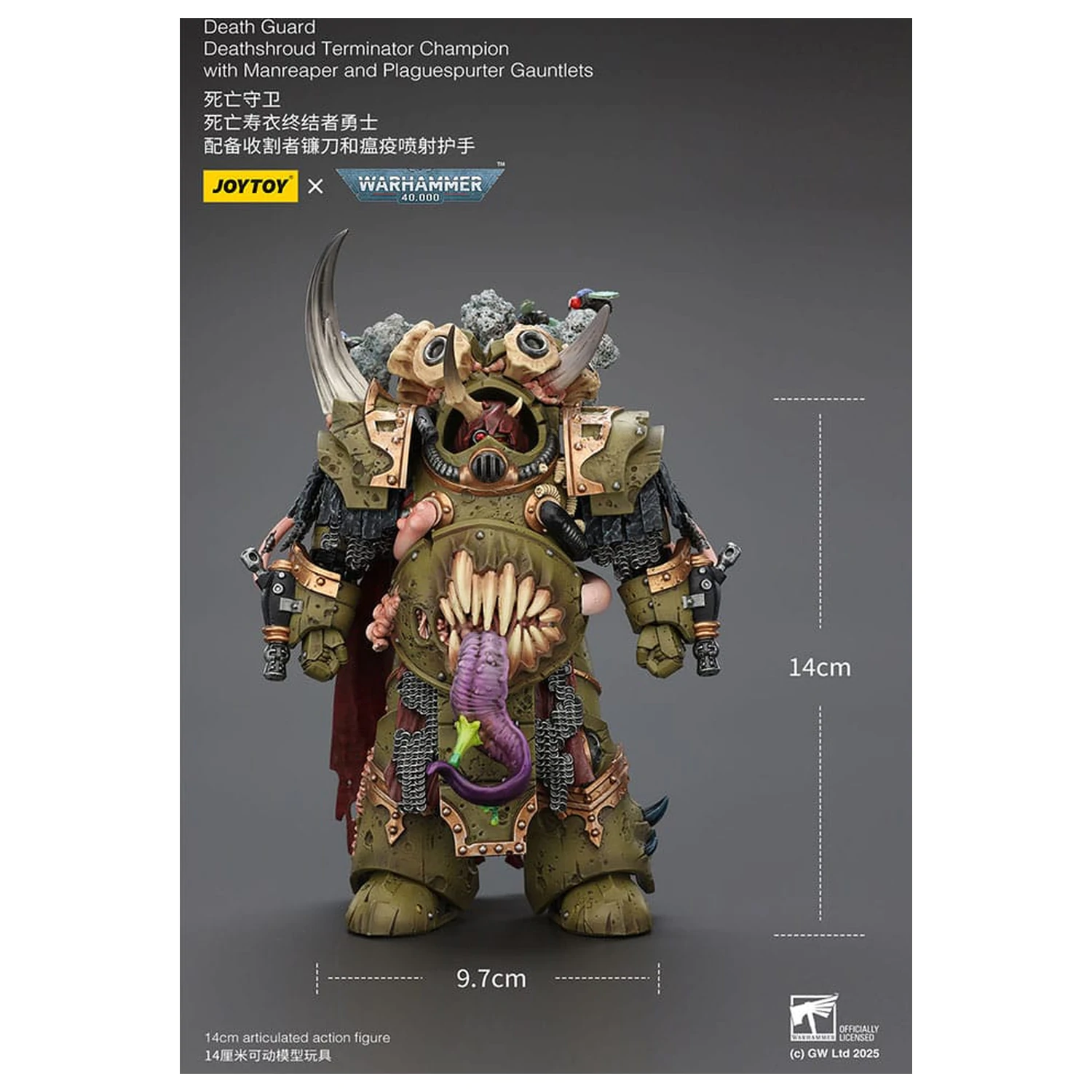 Warhammer 40k akční figurka 1/18 Death Guard Deathshroud Terminator 1 s Manreaperem a Plaguespurter Gauntletem 14 cm fotografii produktu