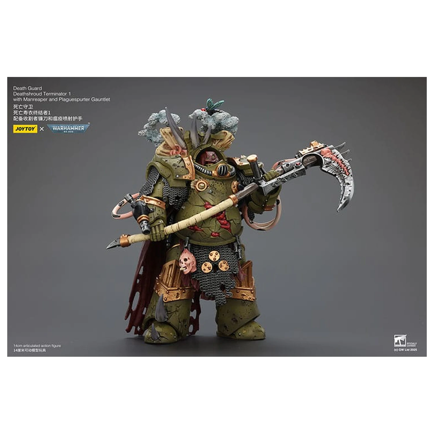 Warhammer 40k akční figurka 1/18 Death Guard Deathshroud Terminator 1 s Manreaperem a Plaguespurter Gauntletem 14 cm fotografii produktu
