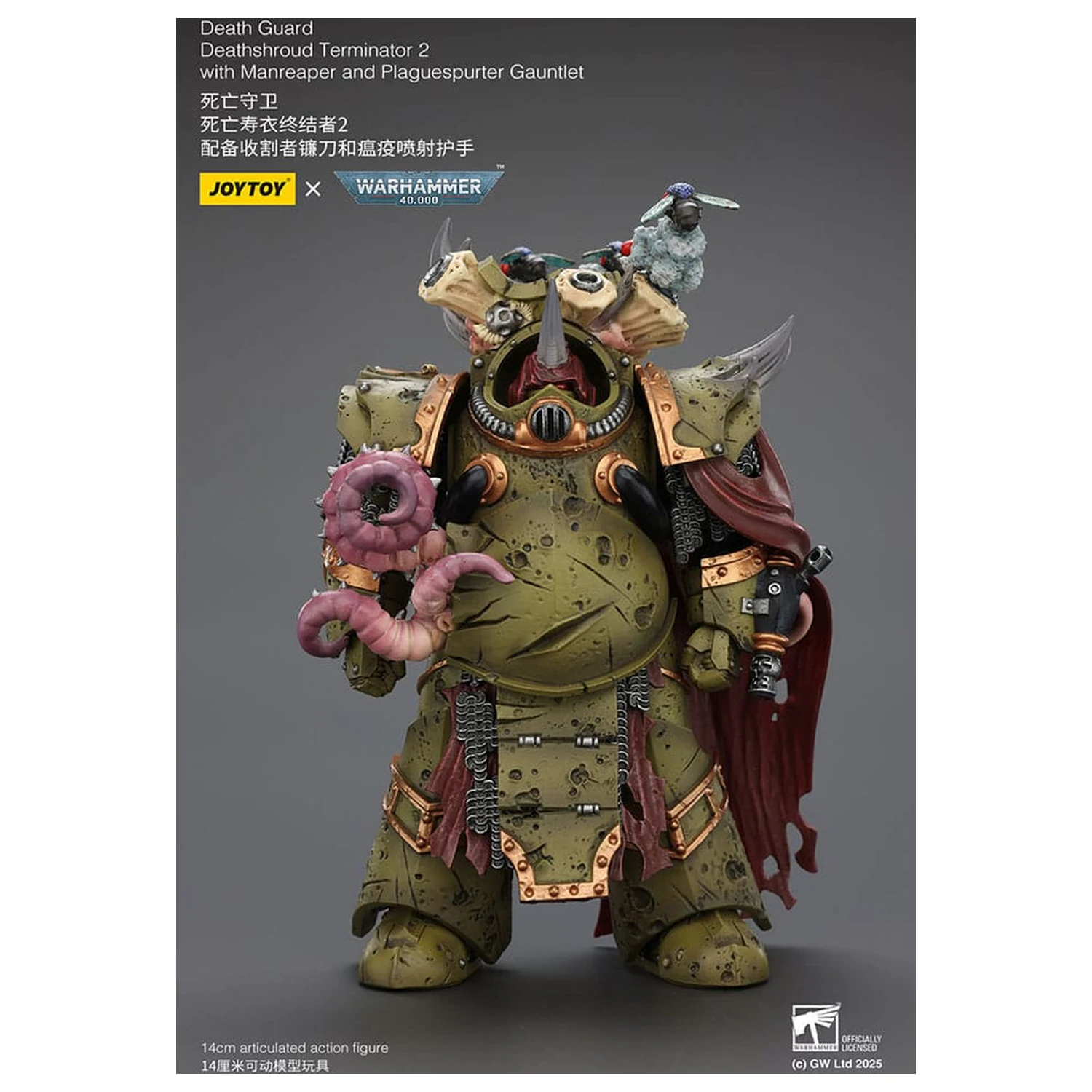 Warhammer 40k akční figurka 1/18 Death Guard Deathshroud Terminator 2 s Manreaper a Plaguespurter Gauntlet 14 cm fotografii produktu
