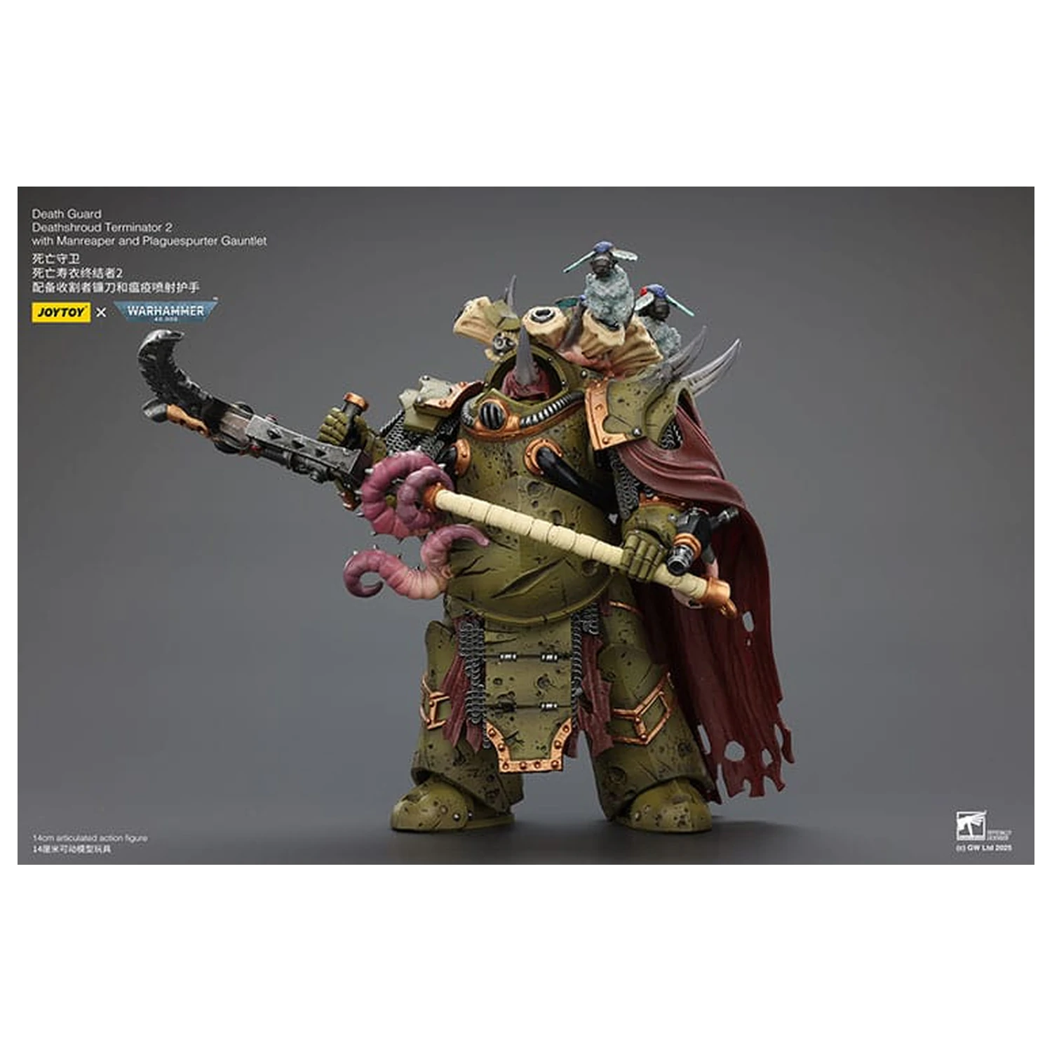 Warhammer 40k akční figurka 1/18 Death Guard Deathshroud Terminator 2 s Manreaper a Plaguespurter Gauntlet 14 cm fotografii produktu